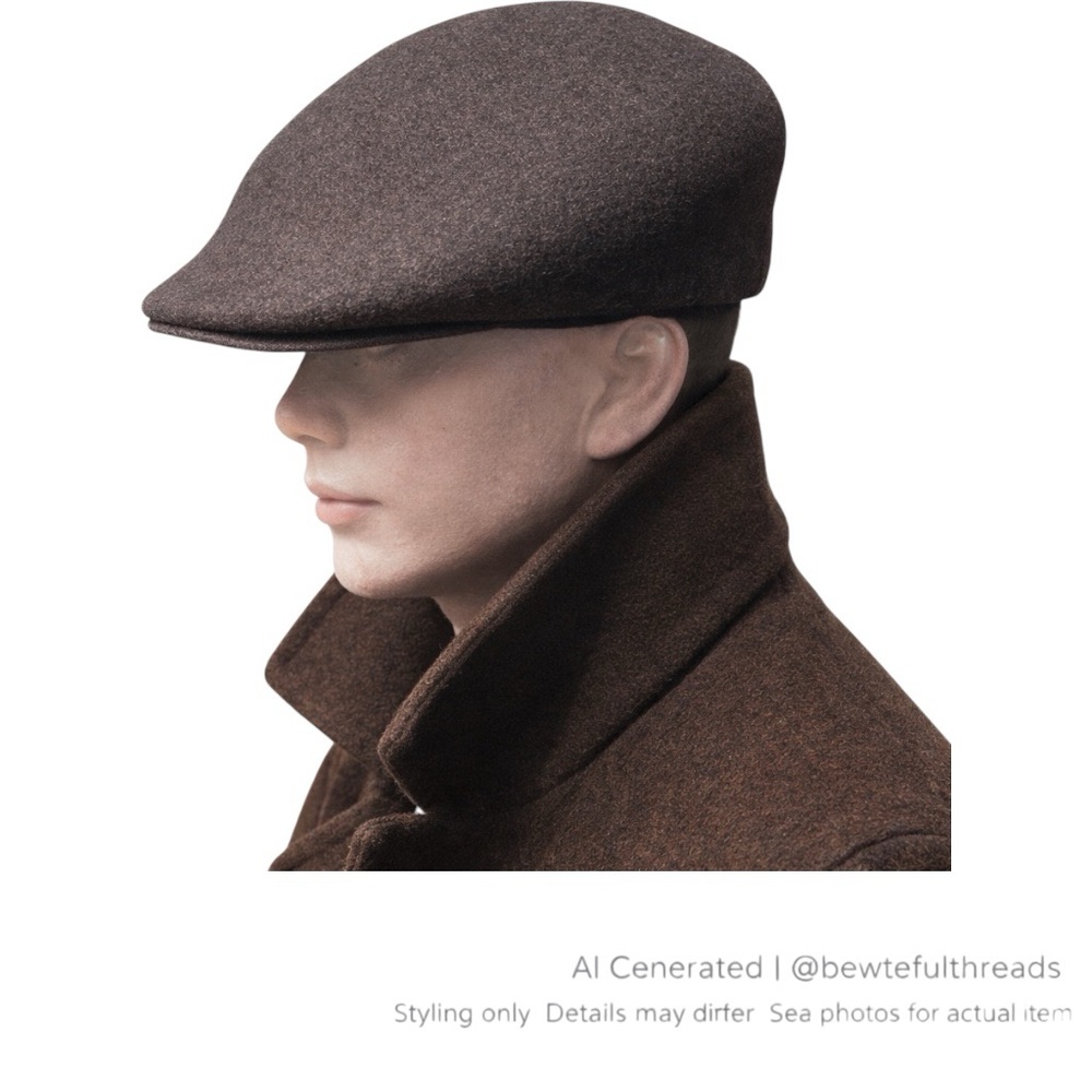 Vintage Brooks Brown Wool Flat Cap Ivy Newsboy Hat Made in Canada 7¼ 58cm
